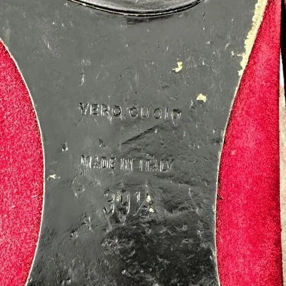 JIMMY CHOO Maroon Red Suede Square Toe Logo Buckle Flats Size 39.5 / US 9.5 - Picture 9 of 9